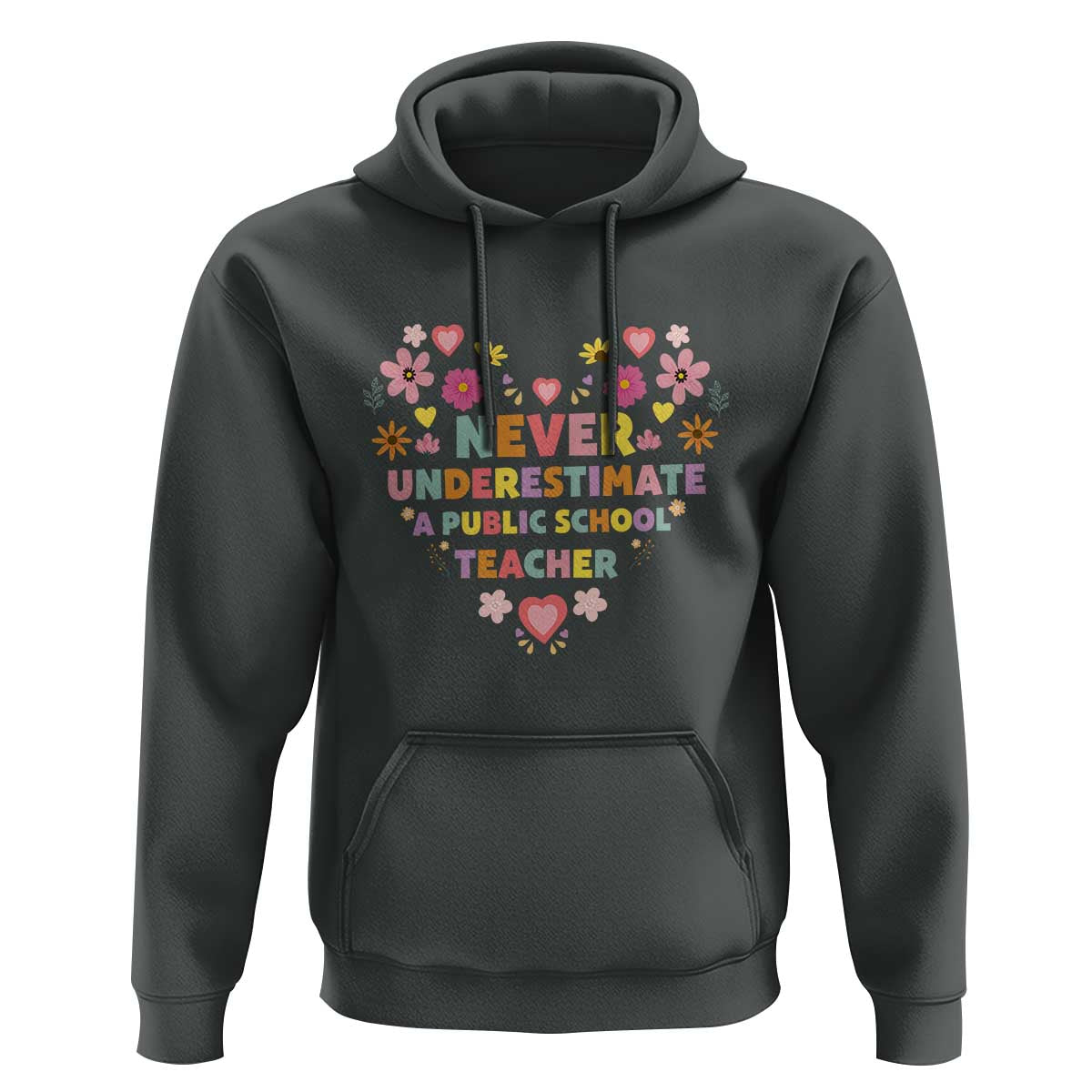 Harris Walz Supporter Hoodie Never Underestimate A Public School Teacher Flower Heart - Wonder Print Shop