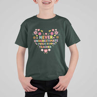 Harris Walz Supporter T Shirt For Kid Never Underestimate A Public School Teacher Flower Heart - Wonder Print Shop