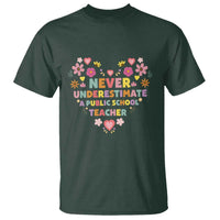 Harris Walz Supporter T Shirt Never Underestimate A Public School Teacher Flower Heart - Wonder Print Shop