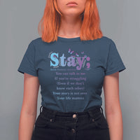 Suicide Prevention Awareness T Shirt For Women Stay You Can Talk To Me Your Story Is Not Over Your Life Matters Semicolon - Wonder Print Shop