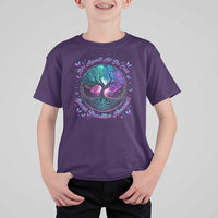 Suicide Prevention Awareness T Shirt For Kid Rise Against All The Odds Teal And Purple Tree Butterfly - Wonder Print Shop