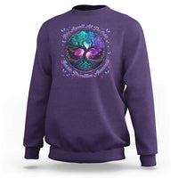 Suicide Prevention Awareness Sweatshirt Rise Against All The Odds Teal And Purple Tree Butterfly - Wonder Print Shop