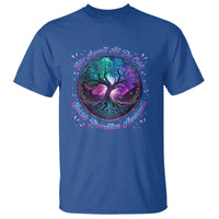 Suicide Prevention Awareness T Shirt Rise Against All The Odds Teal And Purple Tree Butterfly - Wonder Print Shop