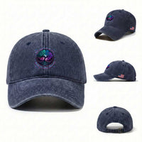 Suicide Prevention Awareness Washed Cotton Baseball Cap Rise Against All The Odds Teal And Purple Tree Butterfly