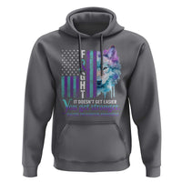 Suicide Prevention Awareness Hoodie Fight It Doesn't Get Easier You Get Stronger Wolf American Flag - Wonder Print Shop