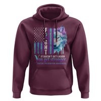Suicide Prevention Awareness Hoodie Fight It Doesn't Get Easier You Get Stronger Wolf American Flag - Wonder Print Shop