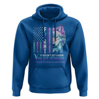 Suicide Prevention Awareness Hoodie Fight It Doesn't Get Easier You Get Stronger Wolf American Flag - Wonder Print Shop