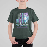 Suicide Prevention Awareness T Shirt For Kid Fight It Doesn't Get Easier You Get Stronger Wolf American Flag - Wonder Print Shop
