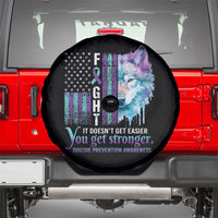 Suicide Prevention Awareness Spare Tire Cover Fight It Doesn't Get Easier You Get Stronger Wolf American Flag