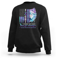 Suicide Prevention Awareness Sweatshirt Fight It Doesn't Get Easier You Get Stronger Wolf American Flag - Wonder Print Shop