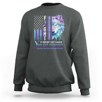 Suicide Prevention Awareness Sweatshirt Fight It Doesn't Get Easier You Get Stronger Wolf American Flag - Wonder Print Shop