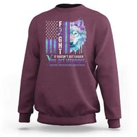 Suicide Prevention Awareness Sweatshirt Fight It Doesn't Get Easier You Get Stronger Wolf American Flag - Wonder Print Shop