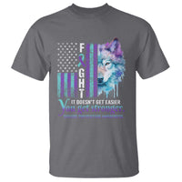 Suicide Prevention Awareness T Shirt Fight It Doesn't Get Easier You Get Stronger Wolf American Flag - Wonder Print Shop