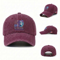 Suicide Prevention Awareness Washed Cotton Baseball Cap Fight It Doesn't Get Easier You Get Stronger Wolf American Flag