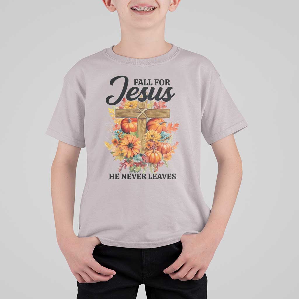 Funny Christian T Shirt For Kid Fall For Jesus He Never Leaves Thanksgiving - Wonder Print Shop