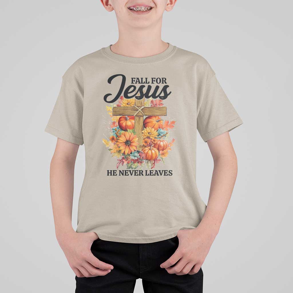 Funny Christian T Shirt For Kid Fall For Jesus He Never Leaves Thanksgiving - Wonder Print Shop