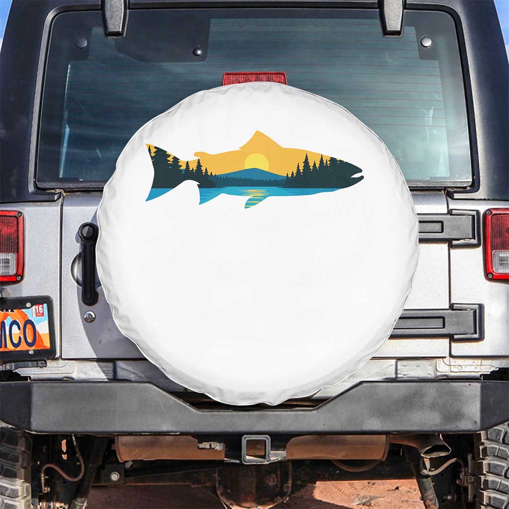 Trout Fly Fishing Outdoor Forest Mountain Nature Wildlife Fisherman Spare Tire Cover - Wonder Print Shop