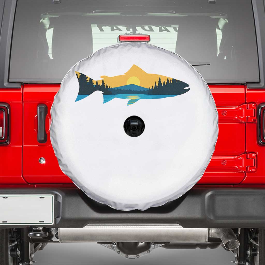 Trout Fly Fishing Outdoor Forest Mountain Nature Wildlife Fisherman Spare Tire Cover - Wonder Print Shop