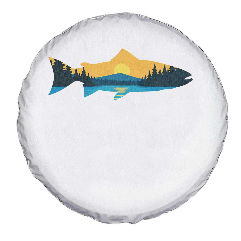 Trout Fly Fishing Outdoor Forest Mountain Nature Wildlife Fisherman Spare Tire Cover - Wonder Print Shop