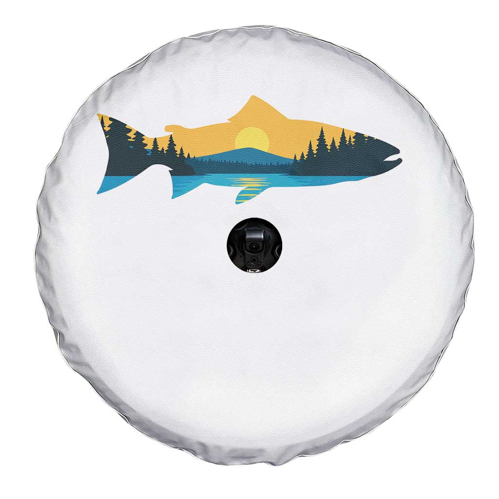 Trout Fly Fishing Outdoor Forest Mountain Nature Wildlife Fisherman Spare Tire Cover - Wonder Print Shop