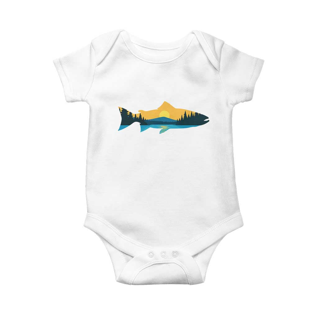 Trout Fly Fishing Outdoor Forest Mountain Nature Wildlife Fisherman Baby Onesie - Wonder Print Shop