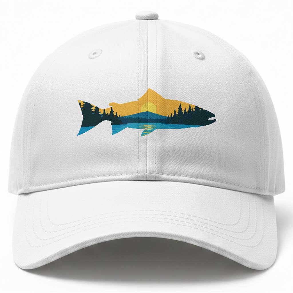 Trout Fly Fishing Outdoor Forest Mountain Nature Wildlife Fisherman Baseball Cap