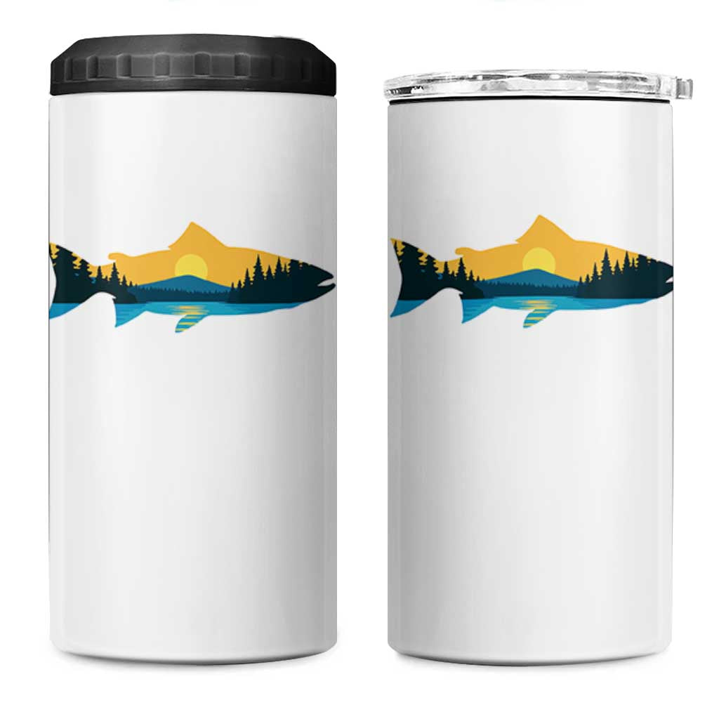 Trout Fly Fishing Outdoor Forest Mountain Nature Wildlife Fisherman 4 in 1 Can Cooler Tumbler - Wonder Print Shop