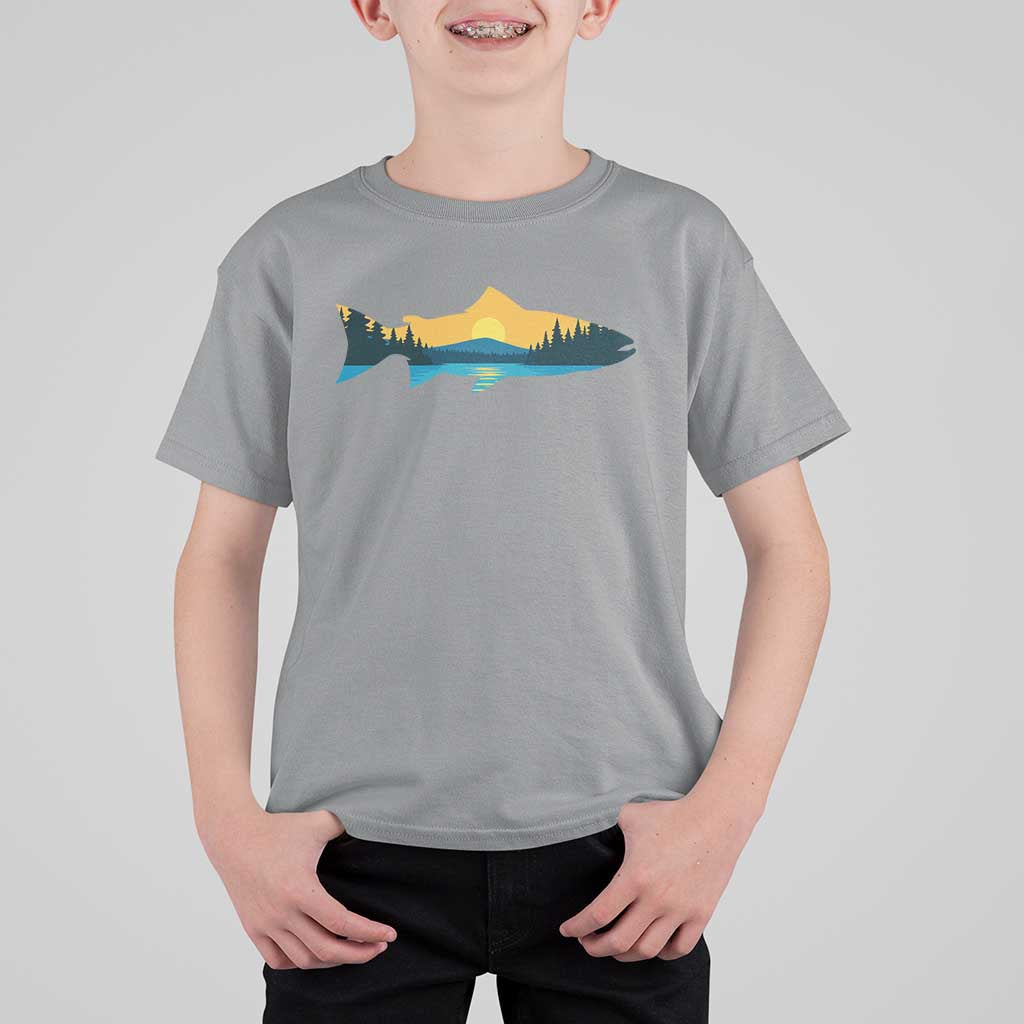 Trout Fly Fishing Outdoor Forest Mountain Nature Wildlife Fisherman T Shirt For Kid - Wonder Print Shop