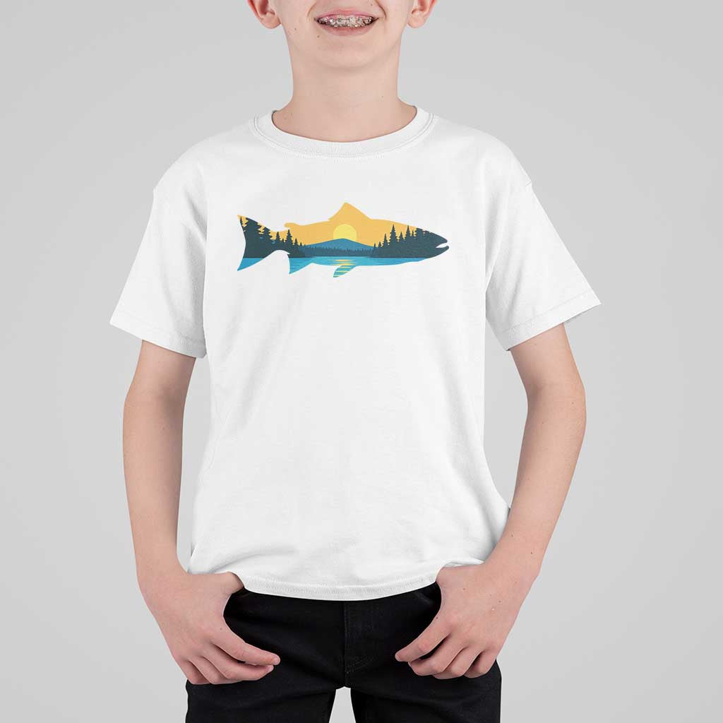 Trout Fly Fishing Outdoor Forest Mountain Nature Wildlife Fisherman T Shirt For Kid - Wonder Print Shop