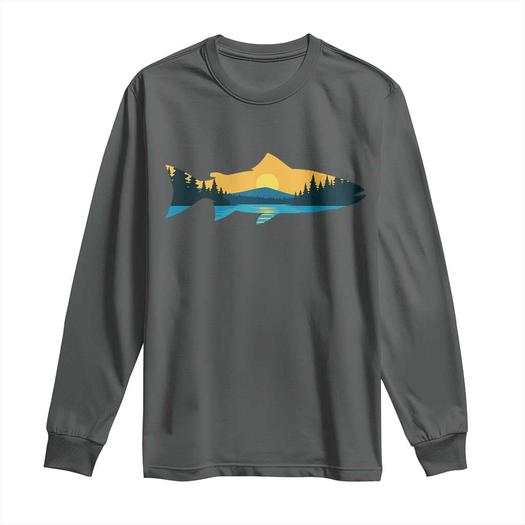 Trout Fly Fishing Outdoor Forest Mountain Nature Wildlife Fisherman Long Sleeve Shirt - Wonder Print Shop