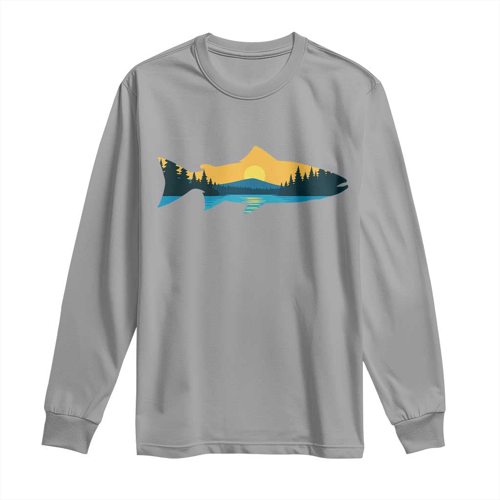 Trout Fly Fishing Outdoor Forest Mountain Nature Wildlife Fisherman Long Sleeve Shirt - Wonder Print Shop