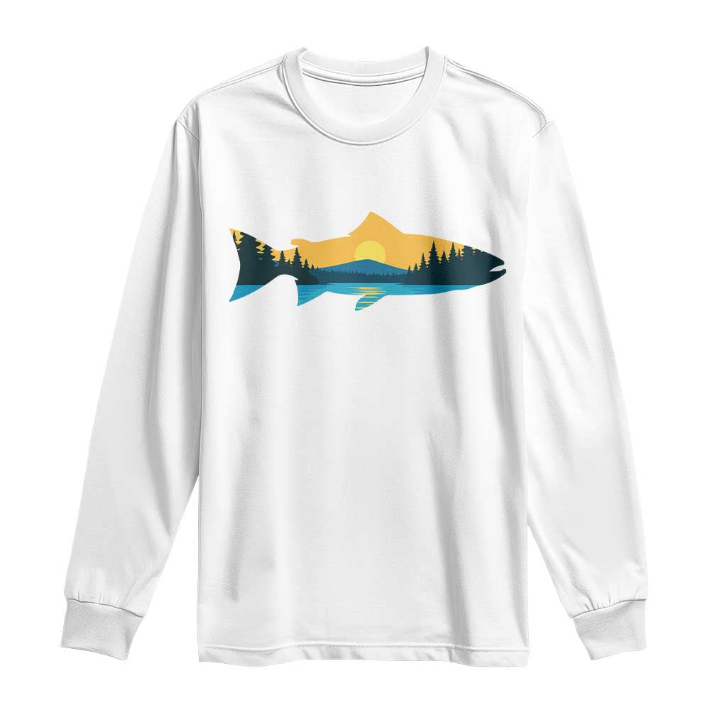 Trout Fly Fishing Outdoor Forest Mountain Nature Wildlife Fisherman Long Sleeve Shirt - Wonder Print Shop