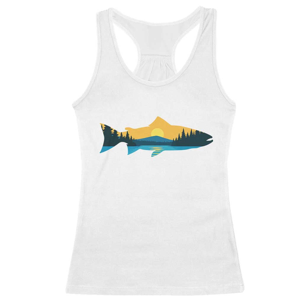 Trout Fly Fishing Outdoor Forest Mountain Nature Wildlife Fisherman Racerback Tank Top - Wonder Print Shop