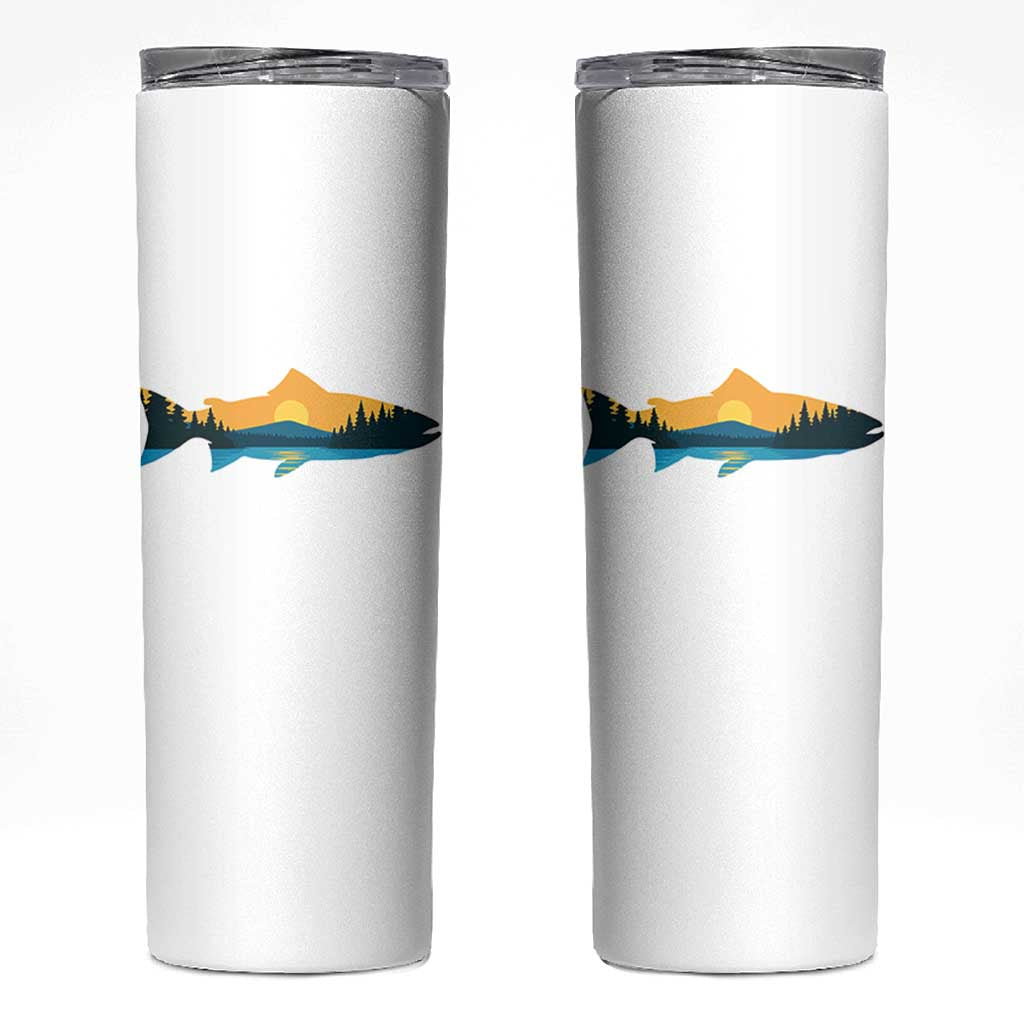 Trout Fly Fishing Outdoor Forest Mountain Nature Wildlife Fisherman Skinny Tumbler - Wonder Print Shop