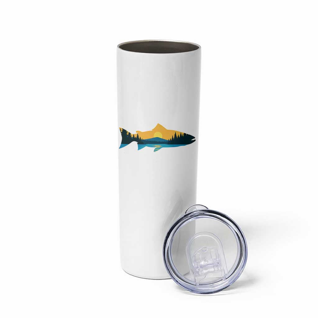 Trout Fly Fishing Outdoor Forest Mountain Nature Wildlife Fisherman Skinny Tumbler - Wonder Print Shop