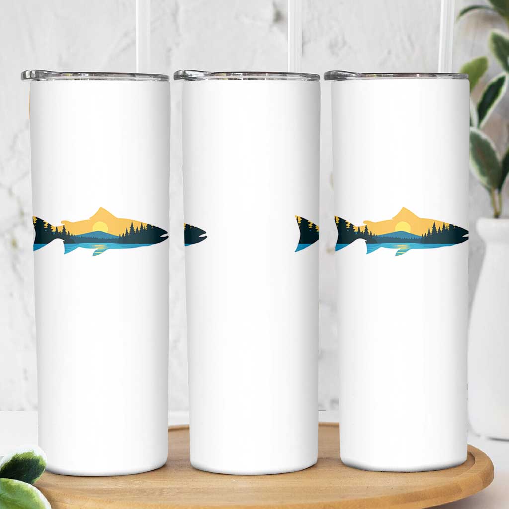 Trout Fly Fishing Outdoor Forest Mountain Nature Wildlife Fisherman Skinny Tumbler - Wonder Print Shop
