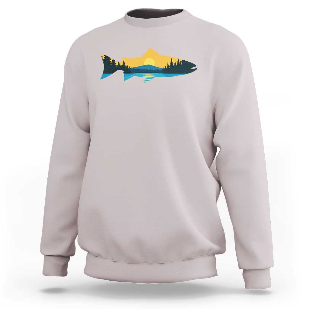 Trout Fly Fishing Outdoor Forest Mountain Nature Wildlife Fisherman Sweatshirt - Wonder Print Shop