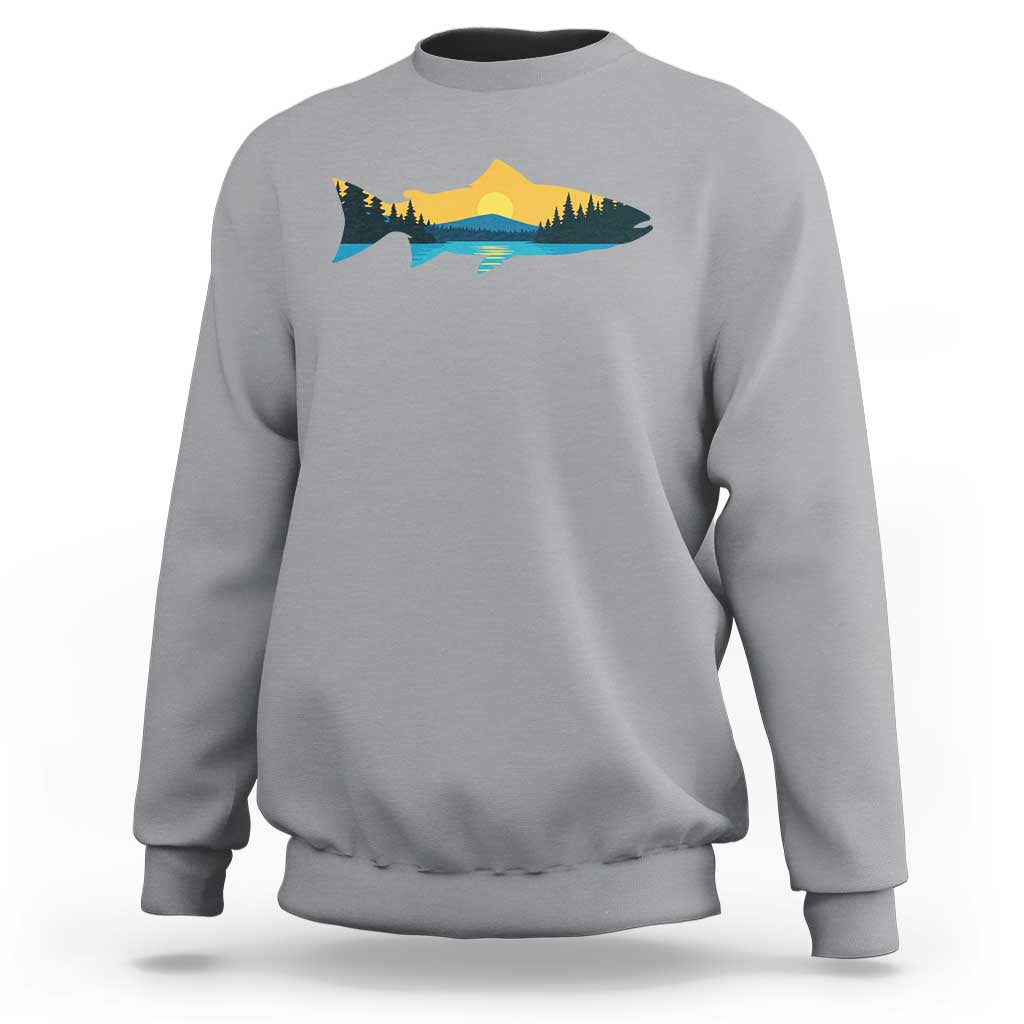 Trout Fly Fishing Outdoor Forest Mountain Nature Wildlife Fisherman Sweatshirt - Wonder Print Shop