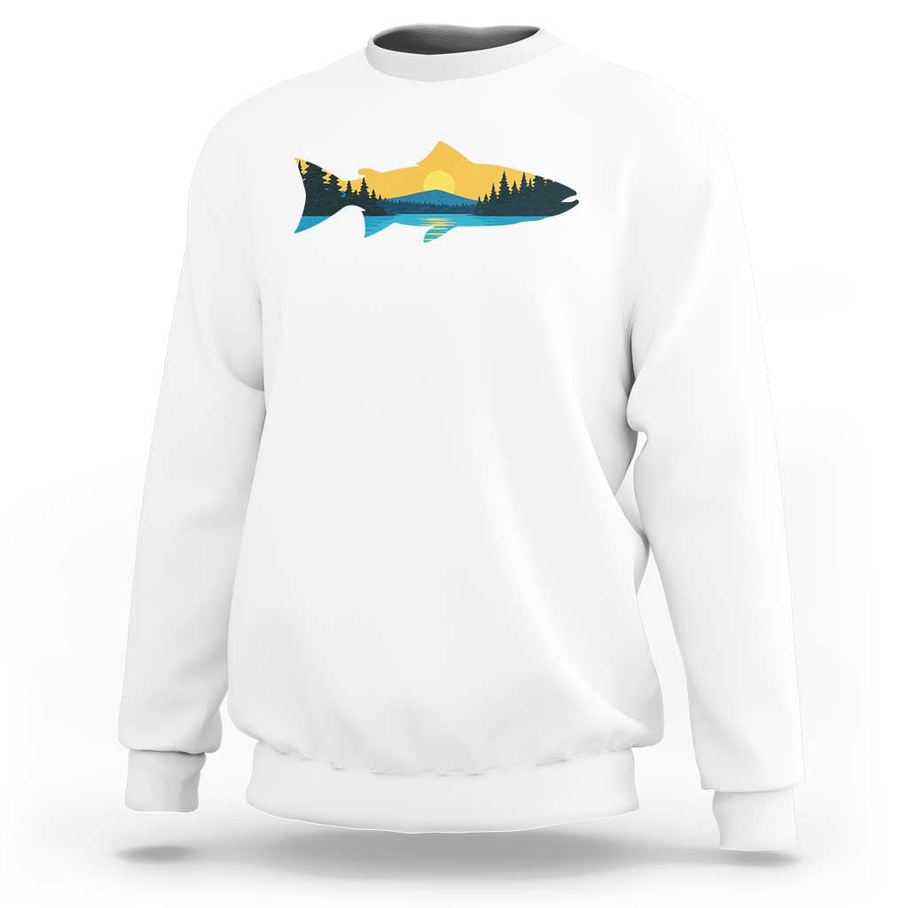 Trout Fly Fishing Outdoor Forest Mountain Nature Wildlife Fisherman Sweatshirt - Wonder Print Shop