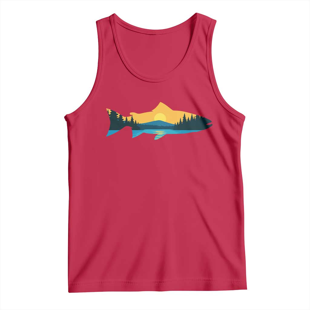 Trout Fly Fishing Outdoor Forest Mountain Nature Wildlife Fisherman Tank Top - Wonder Print Shop