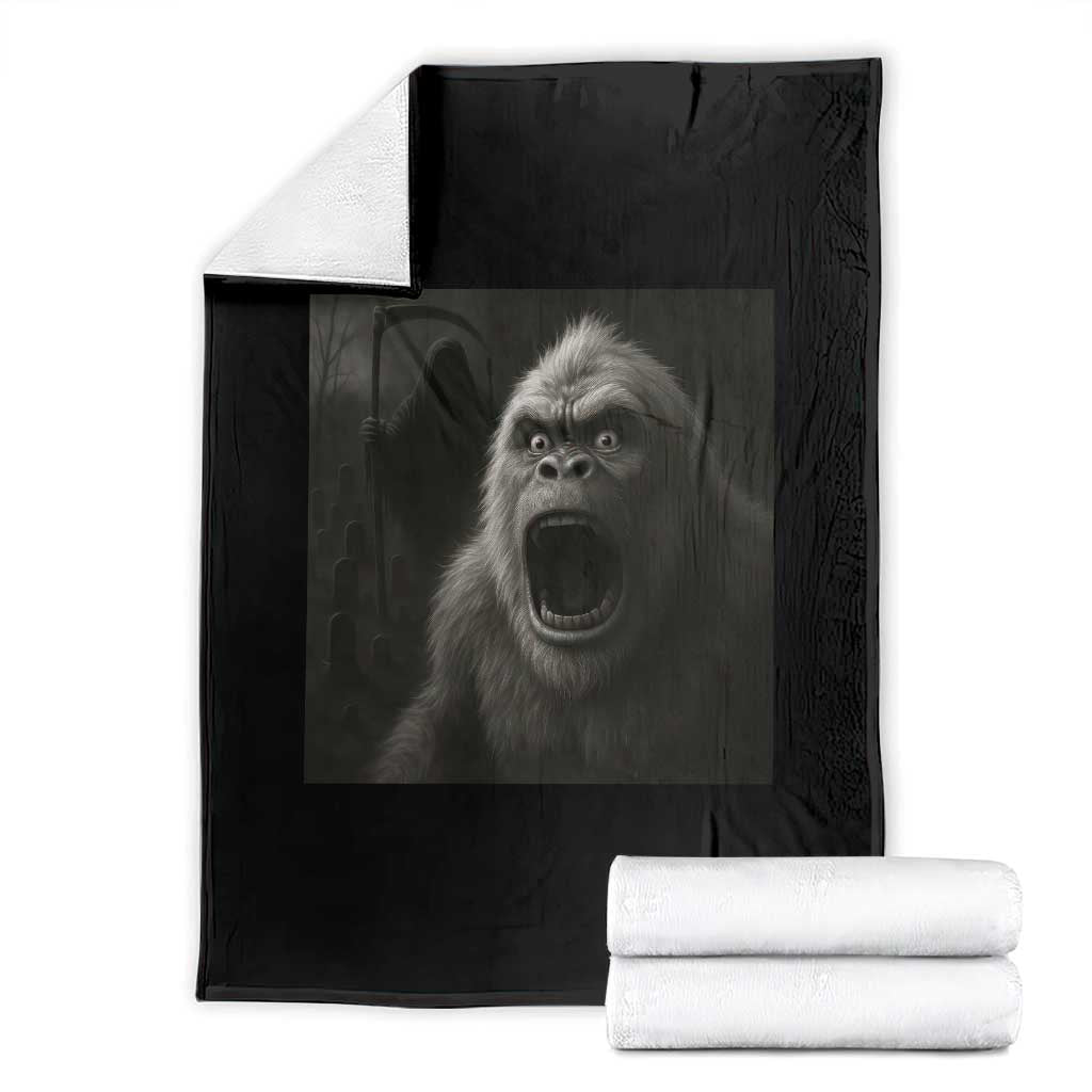Funny Bigfoot Sasquatch Halloween The Grim Reaper Throw Blanket - Wonder Print Shop
