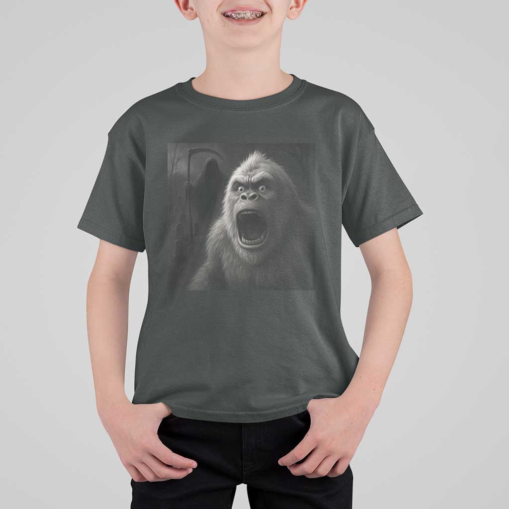 Funny Bigfoot Sasquatch Halloween The Grim Reaper T Shirt For Kid - Wonder Print Shop