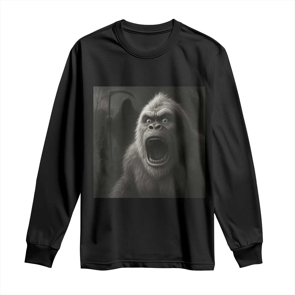 Funny Bigfoot Sasquatch Halloween The Grim Reaper Long Sleeve Shirt - Wonder Print Shop