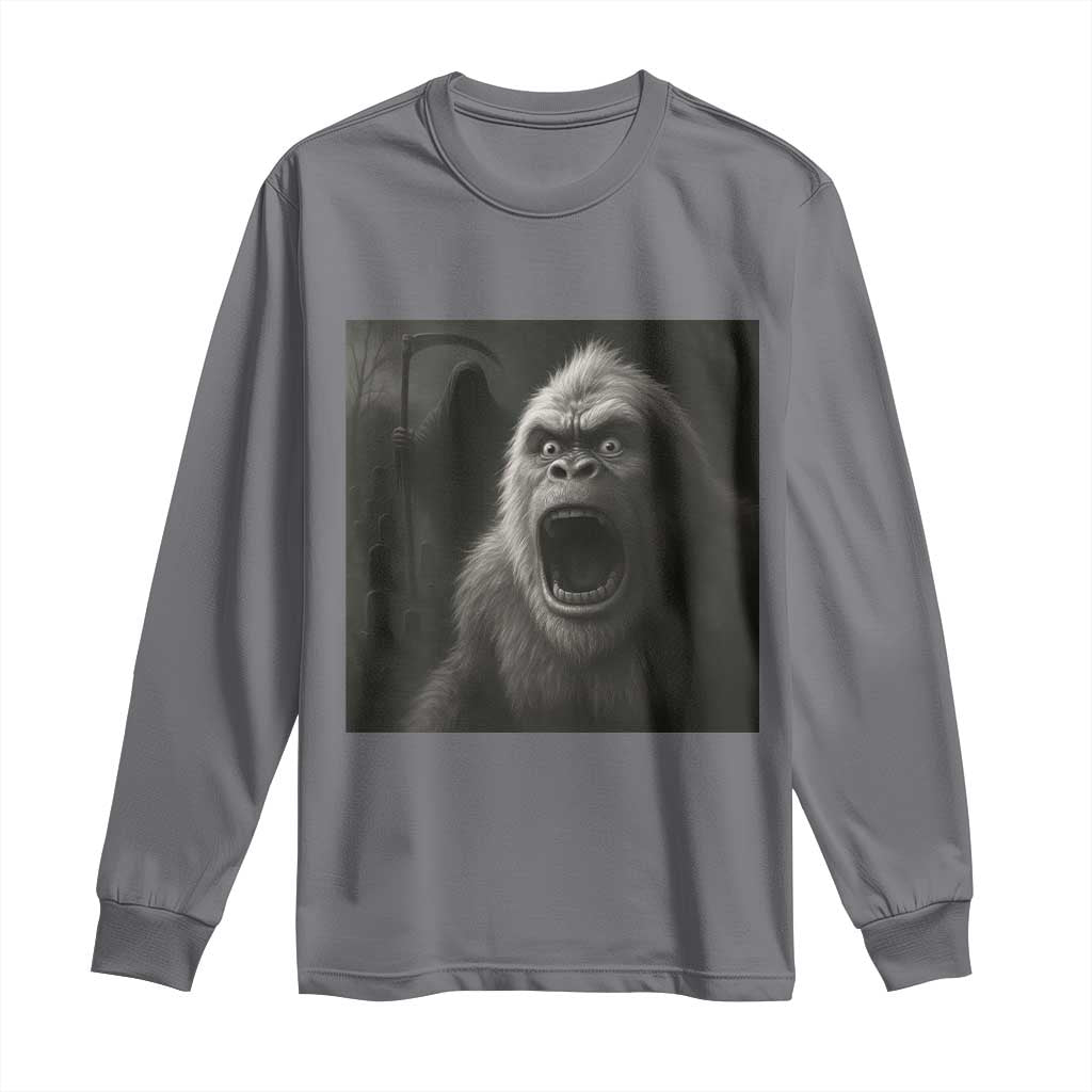 Funny Bigfoot Sasquatch Halloween The Grim Reaper Long Sleeve Shirt - Wonder Print Shop