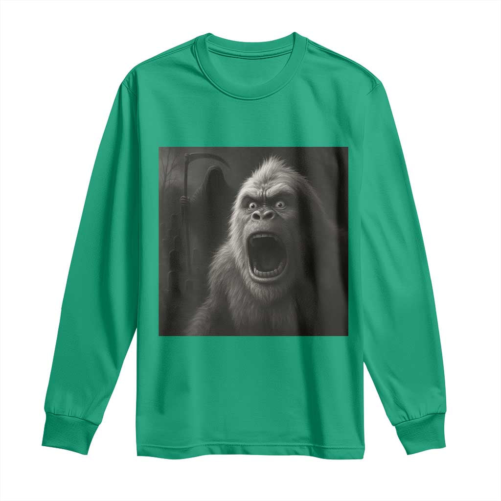 Funny Bigfoot Sasquatch Halloween The Grim Reaper Long Sleeve Shirt - Wonder Print Shop