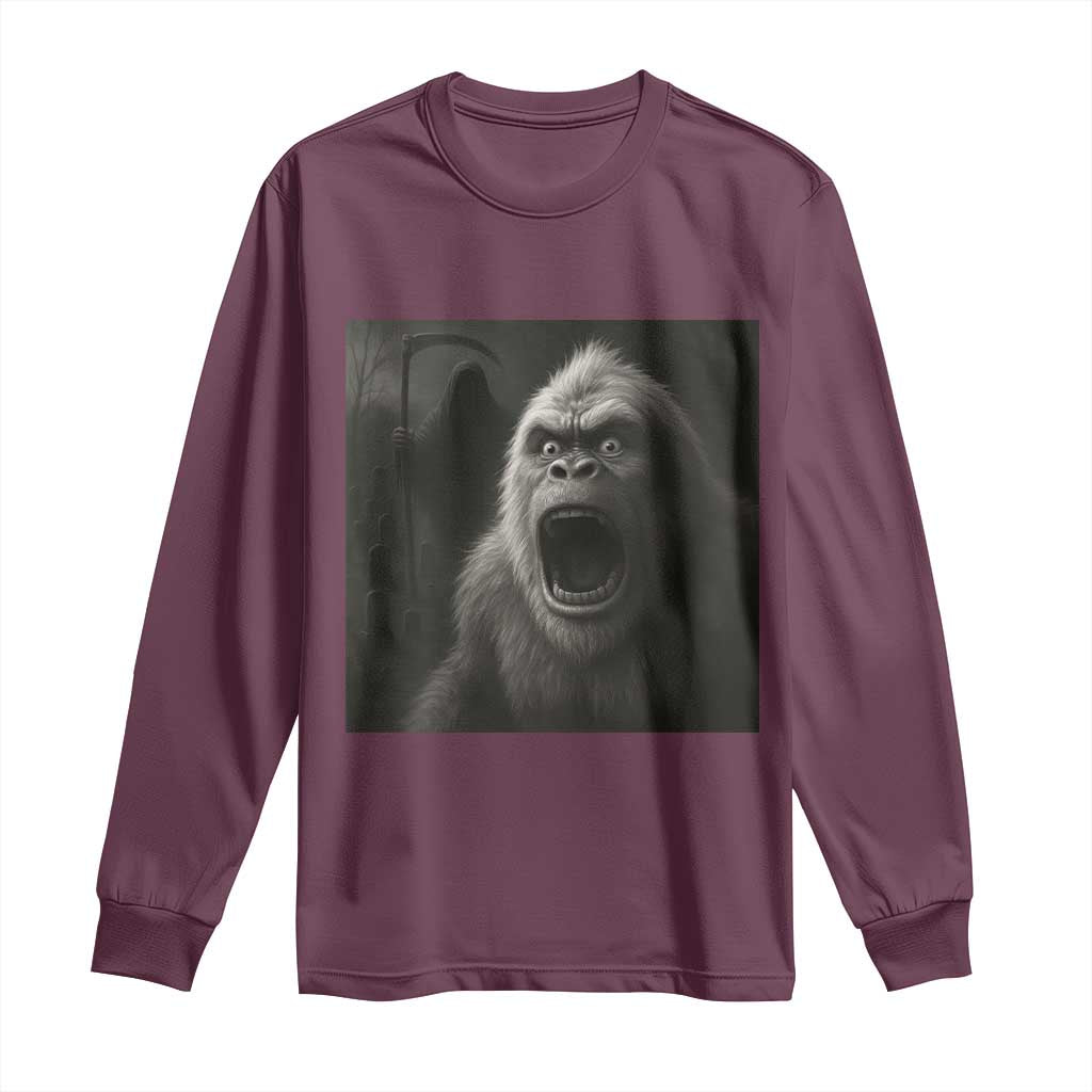 Funny Bigfoot Sasquatch Halloween The Grim Reaper Long Sleeve Shirt - Wonder Print Shop