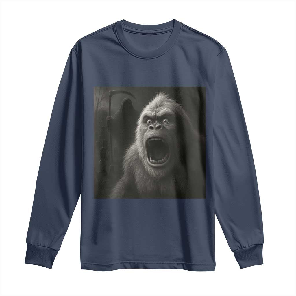 Funny Bigfoot Sasquatch Halloween The Grim Reaper Long Sleeve Shirt - Wonder Print Shop