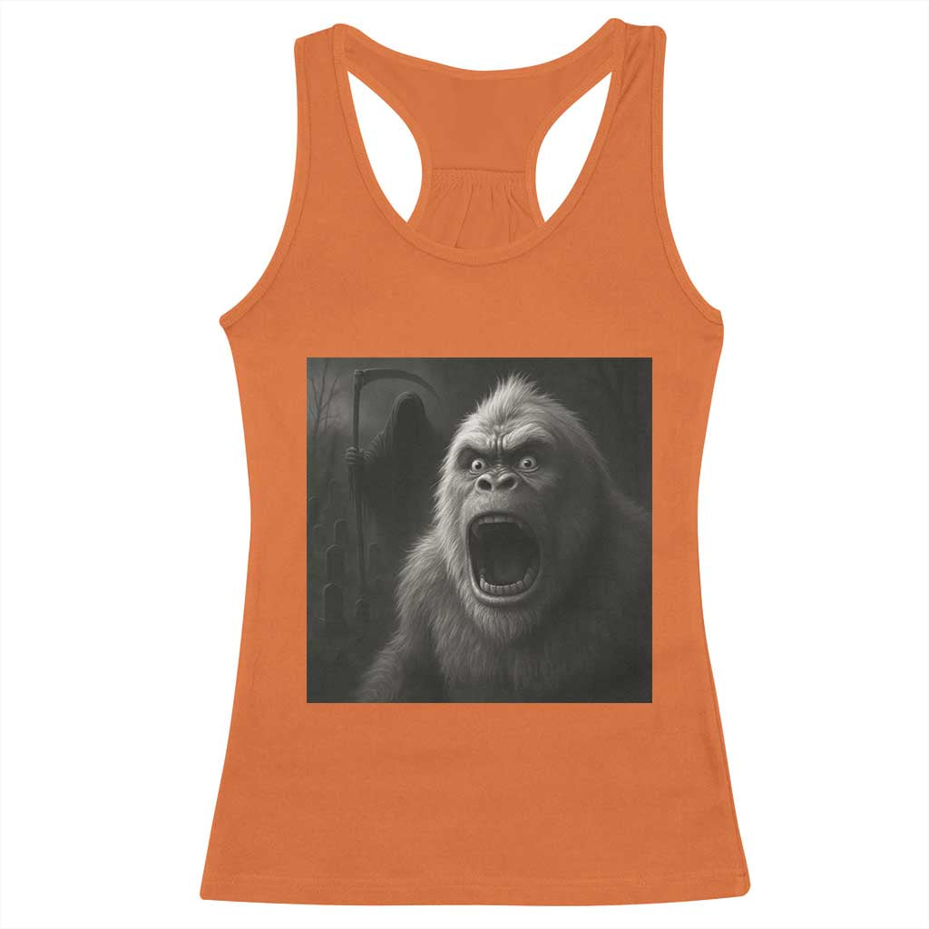 Funny Bigfoot Sasquatch Halloween The Grim Reaper Racerback Tank Top - Wonder Print Shop