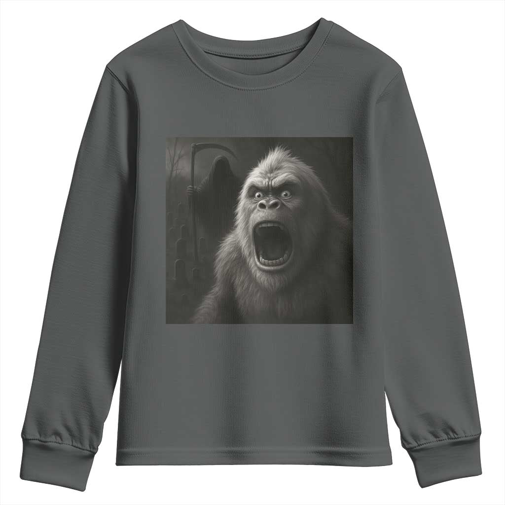 Funny Bigfoot Sasquatch Halloween The Grim Reaper Youth Sweatshirt - Wonder Print Shop
