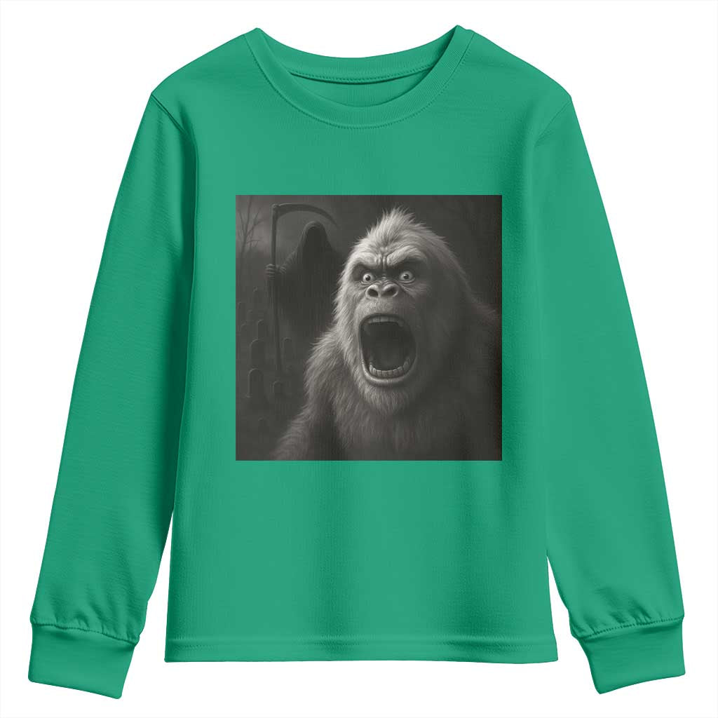 Funny Bigfoot Sasquatch Halloween The Grim Reaper Youth Sweatshirt - Wonder Print Shop